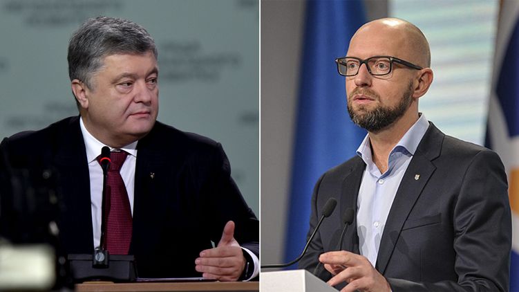 Президент Петр Порошенко и экс-премьер Арсений Яценюк пока не нашли общий язык в вопросе изменения Конституции, коллаж 