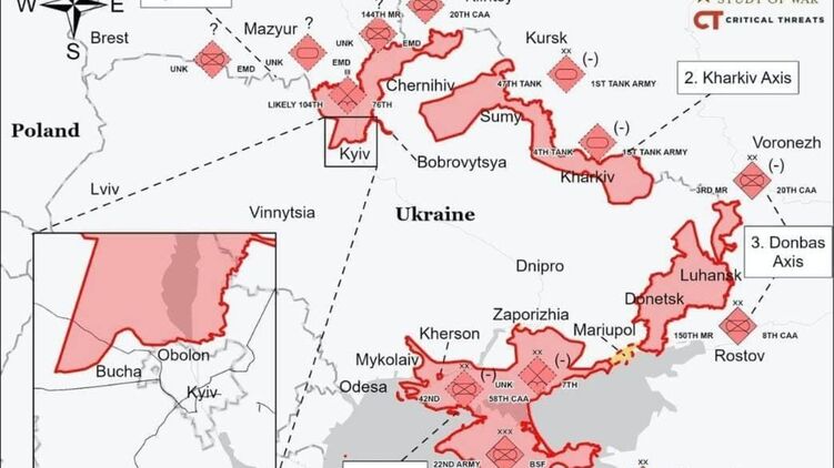 Карта боевых действий в Украине от Института изучения войны (США)