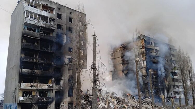 Город Бородянка в Киевской области после удара