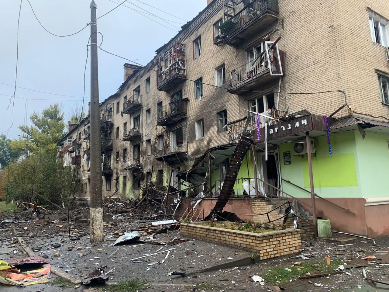 Фото последствий обстрелов Славянска 13 сентября