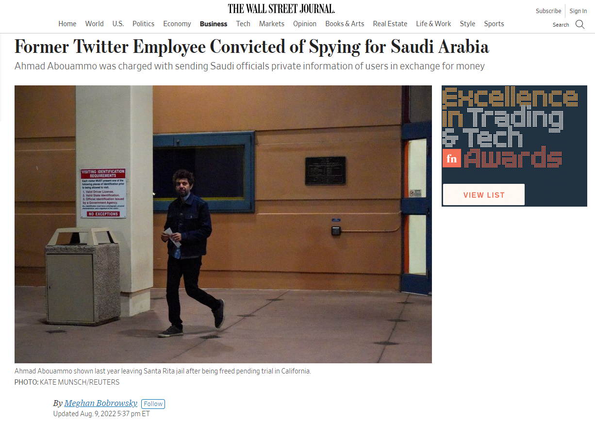 The Wall Street Journal написали о шпионе из Twitter