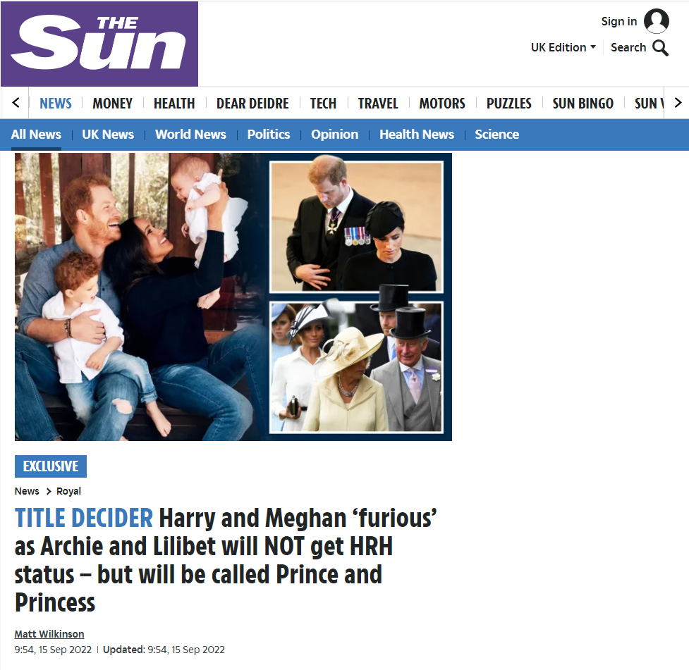 Мировые СМИ пишут о том, что дети принца Гарри и Меган Маркл могут получить титулы принца и принцессы, но будут лишены возможности называться Ваше Королевское высочество