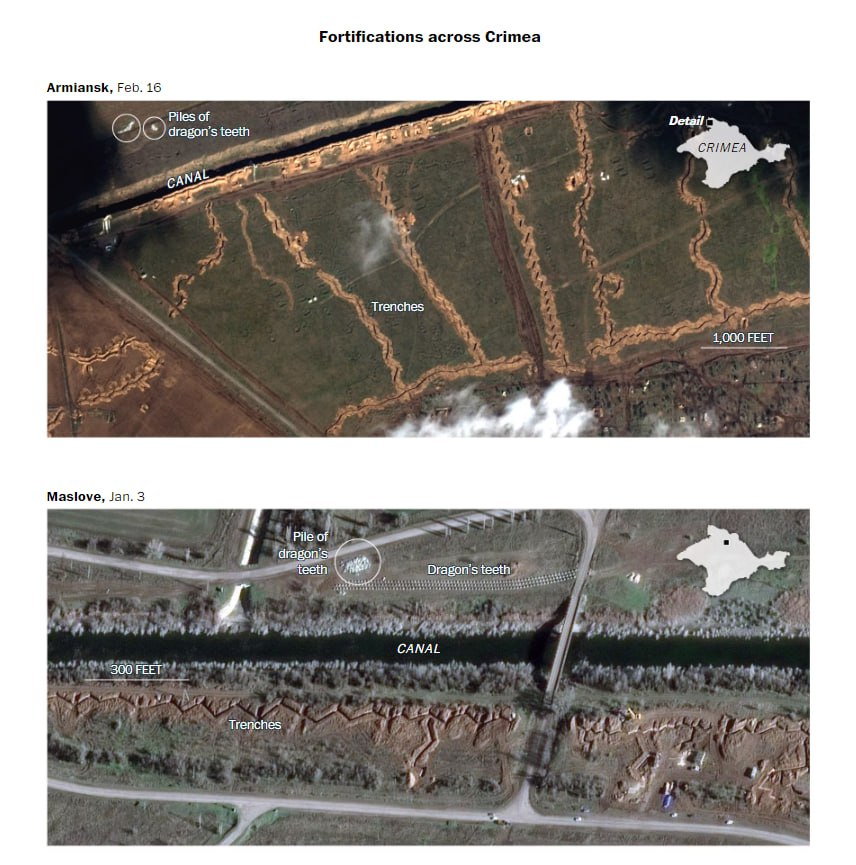 спутниковые снимки российских укреплений в Крыму