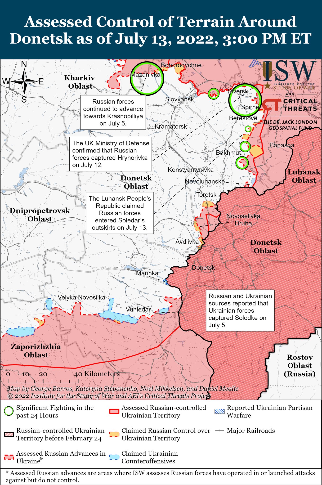 Карта боевых действий в Украине