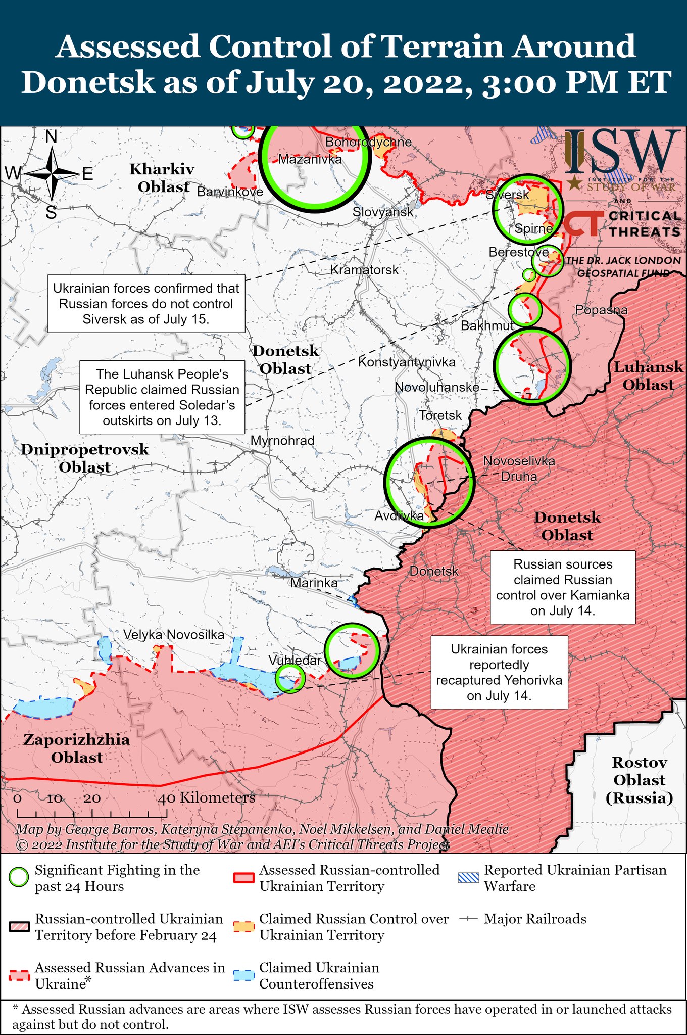 Карта боевых действий в Украине