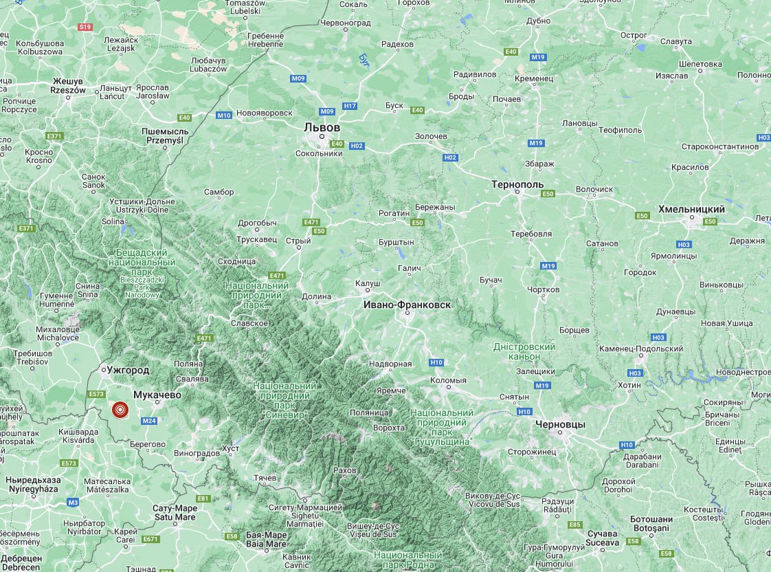 В Украине на Закарпатье произошло землетрясение магнитудой 3,3 бала