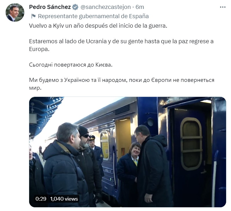 До Києва приїхав прем'єр-міністр Іспанії Педро Санчес 23 лютого