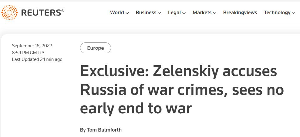 Зеленский дал интервью Reuters