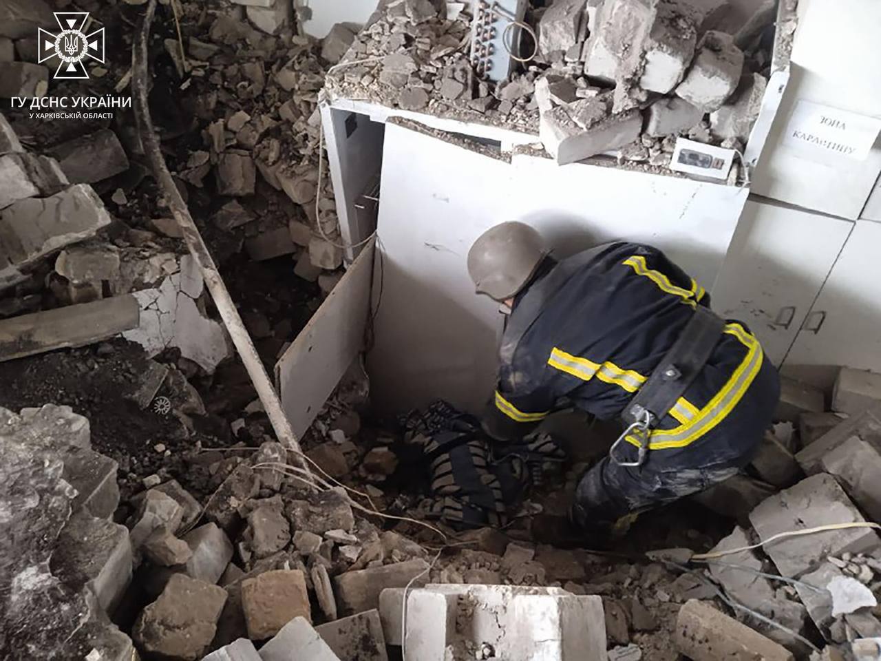 Харьковские спасатели спасли собаку из-под завалов аптеки в Купянске