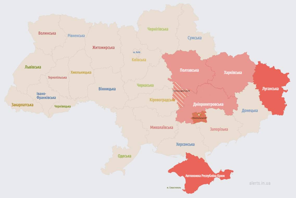В ряде областей Украины воздушная тревога 8 января 2023 года