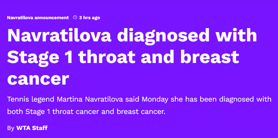 У Мартины Навратиловой обнаружили рак