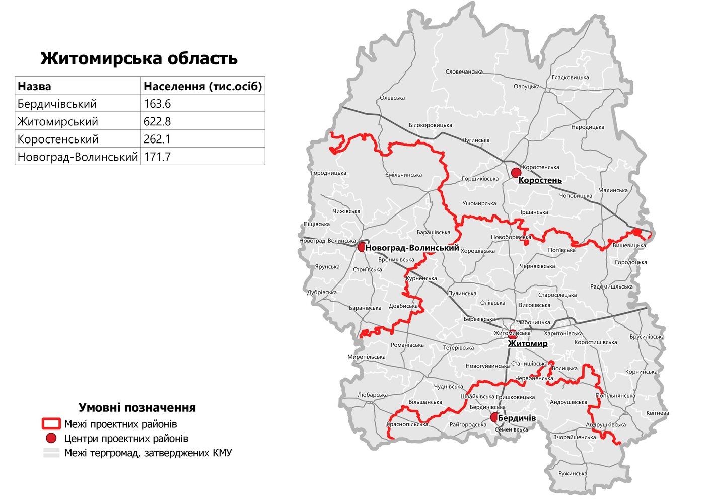 Карта житомирской области с районами и селами