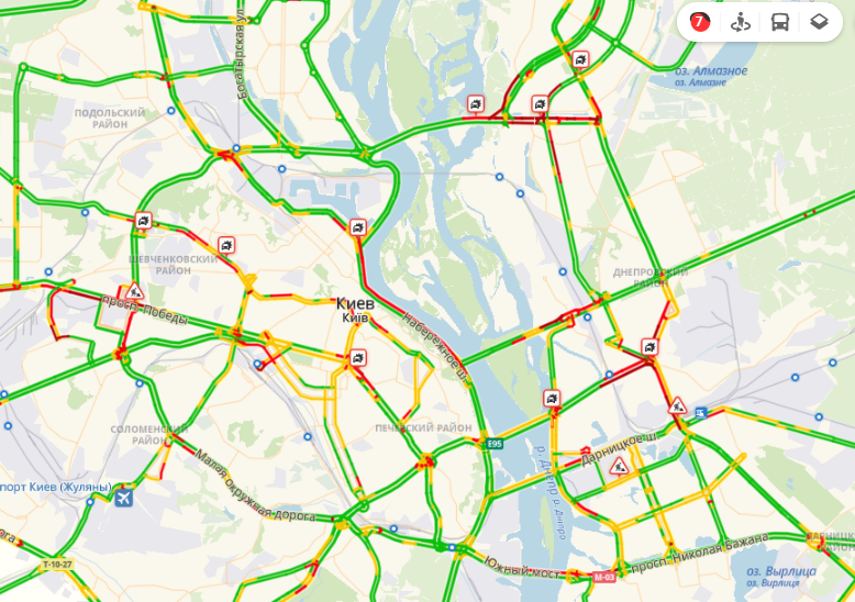 Пробки киева карта