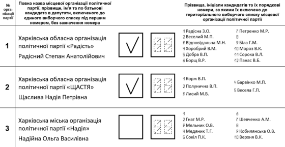 неправильно заполненный бюллетень на выборах 25 октября 2020 года