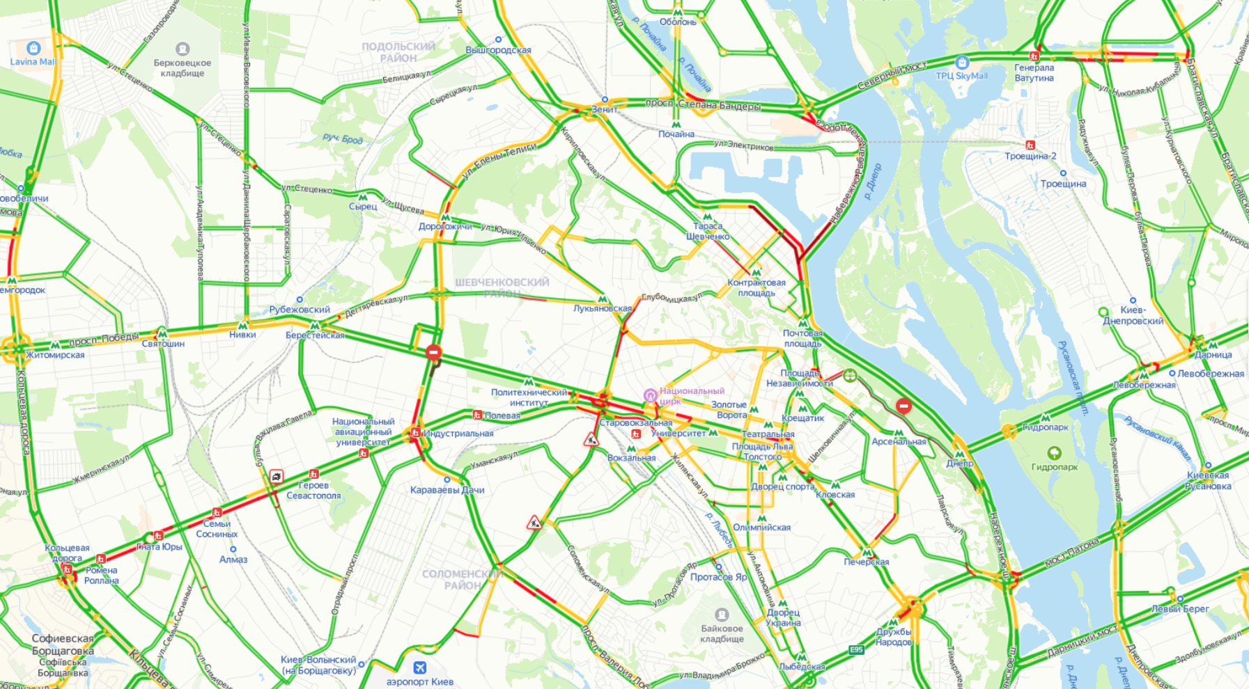 Пробки киева карта
