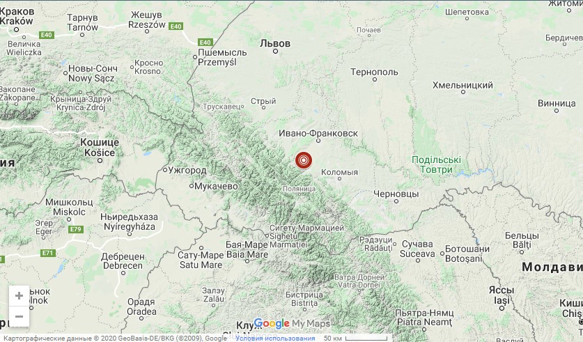 Эпицентр землетрясения на карте 