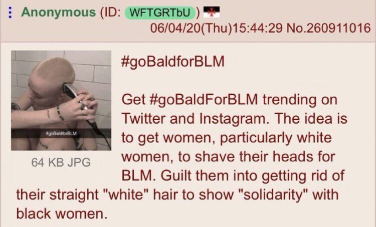 Пост, с которого началась акция GoBaldForBLM