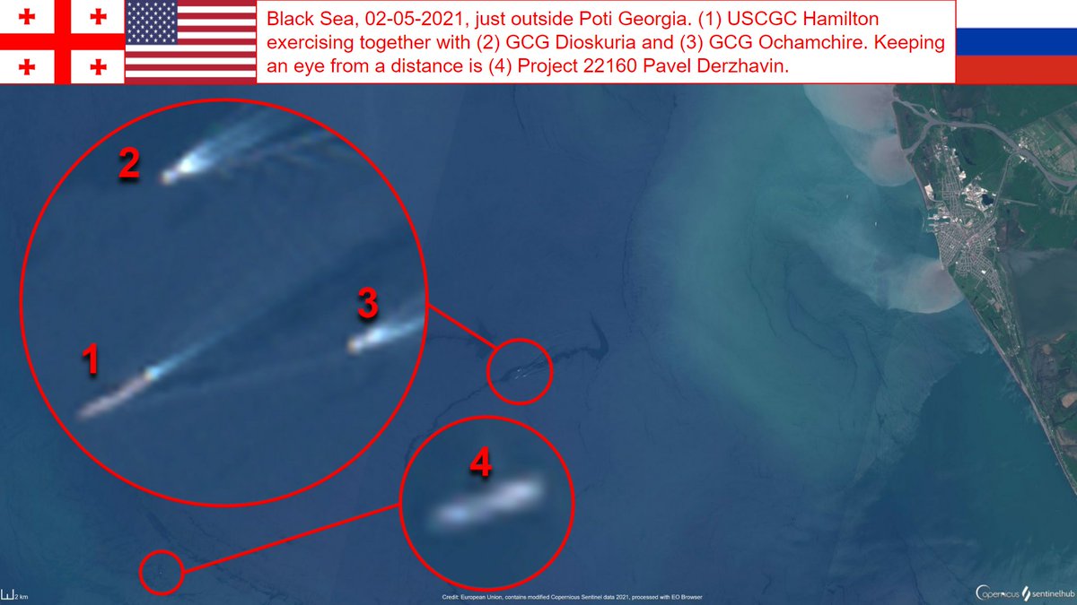 Российский корвет проследил за патрульным кораблем США в Черном море. Скриншот