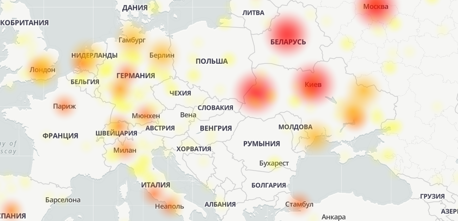 Карта сбоев телеграмм