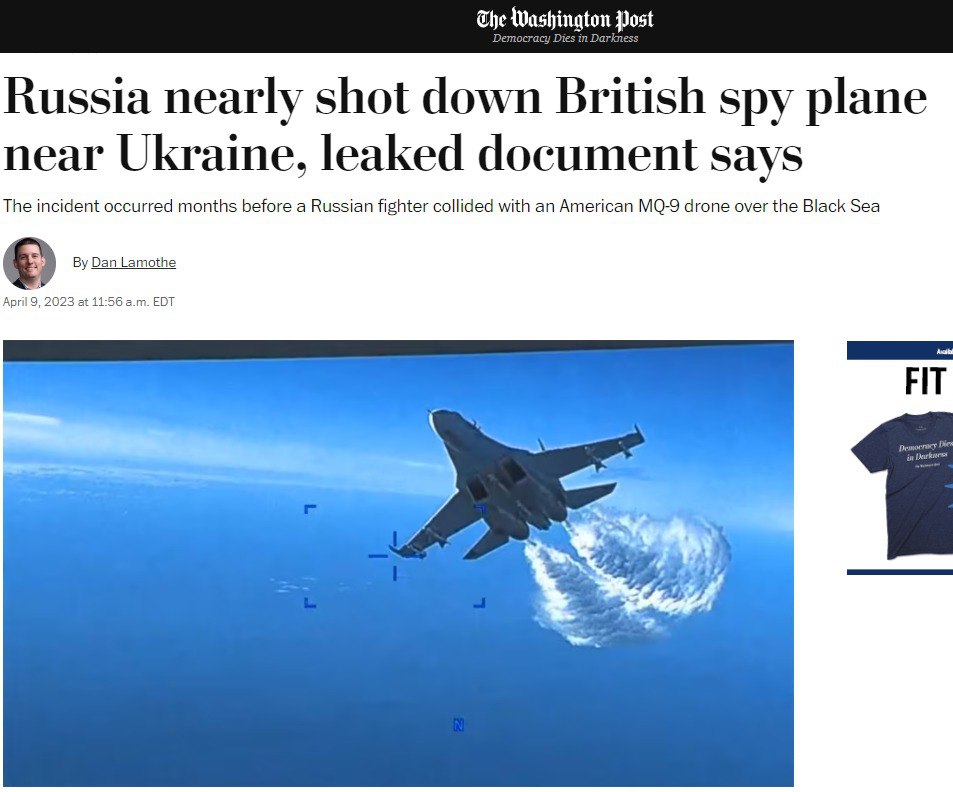РФ чуть не сбила британский самолет над Черным морем в 2022 году