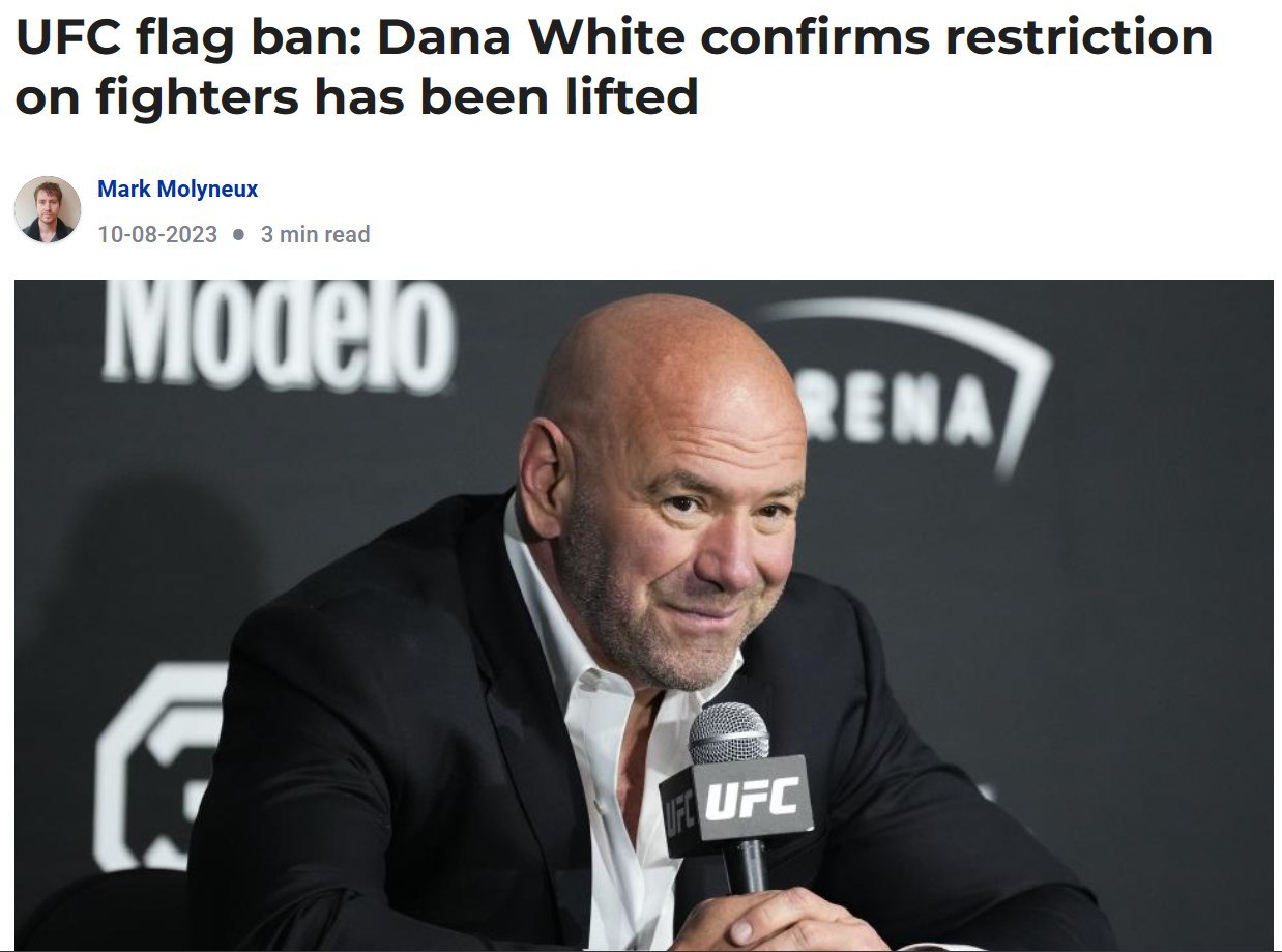 UFC разрешила российским спортсменам выступать под своим флагом