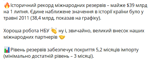 Міжнародні резерви України досягли історичного рекорду