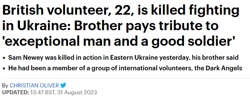 В Украине погиб британский доброволец