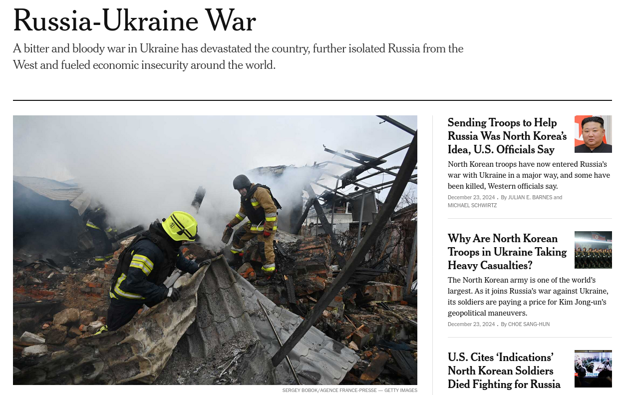 Снимок заголовка на nytimes.com