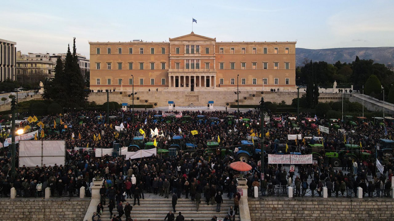 Фото фермеров, протестующих в Греции. Источник - Телеграм