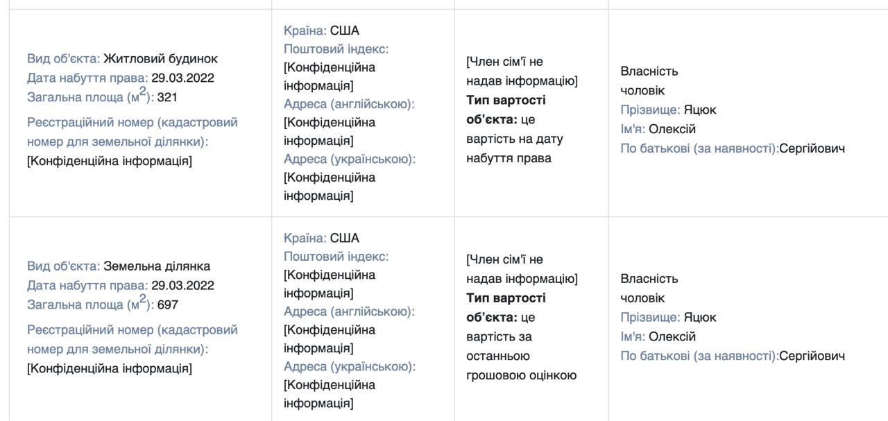 Снимок информации из декларации. Источник - Телеграм